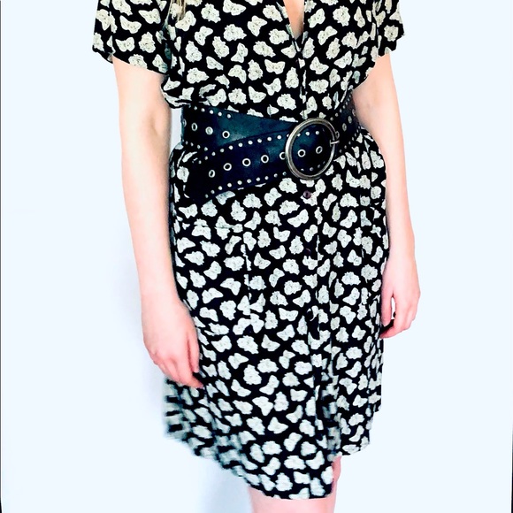 Black & white fine cotton dress button-up short sleeves EUR 40 US size 8 - 10 - Picture 4 of 16